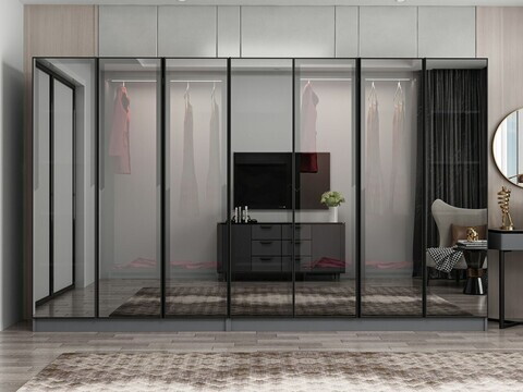 Dulap pentru haine, Hanah Home, Nisa, 315x210x52 cm, Antracit