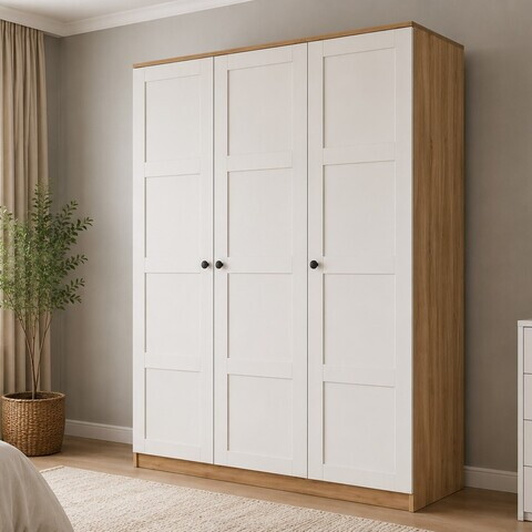 Dulap pentru haine, Hanah Home, Loren 1600-229, 135.8x188.6x53.8 cm, Alb/Maro