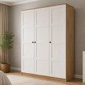 Dulap pentru haine, Hanah Home, Loren 1600-229, 135.8x188.6x53.8 cm, Alb/Maro