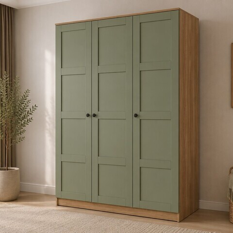 Dulap pentru haine, Hanah Home, Loren 1600-231, 135.8x188.6x53.8 cm, Nuc / Verde
