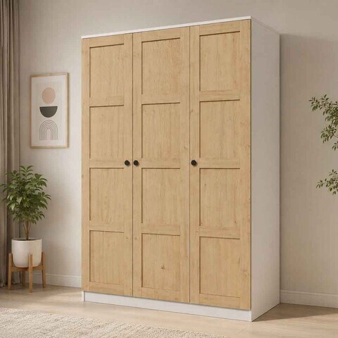 Dulap pentru haine, Hanah Home, Loren 1600-234, 135.8x188.6x53.8 cm, Nuc/Alb