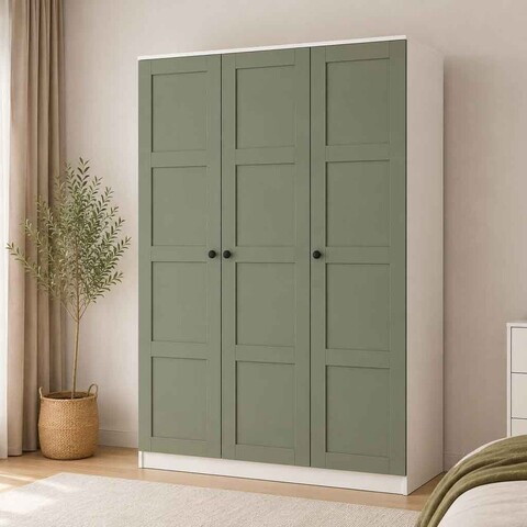 Dulap pentru haine, Hanah Home, Loren 1600-235, 135.8x188.6x53.8 cm, Verde/Alb