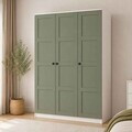Dulap pentru haine, Hanah Home, Loren 1600-235, 135.8x188.6x53.8 cm, Verde/Alb