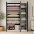 Dulap pentru haine, Hanah Home, Loren 1600-235, 135.8x188.6x53.8 cm, Verde/Alb
