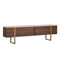 Comoda TV, Nordure, Onera, 180x50x30 cm, PAL, Travertin / Nuc Milano / Auriu