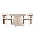 Set masă și scaune (3 piese), Nordure, Monroe 2, Travertin / Nuc / Alb