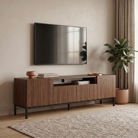 Comoda TV, Nordure, Rivoli, 160x50x35 cm, PAL, Nuc Milano / Negru