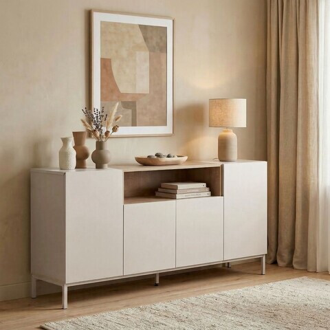 Consola, Nordure, Rialto, 160x80x40 cm, PAL, Gresie / Stejar Safir