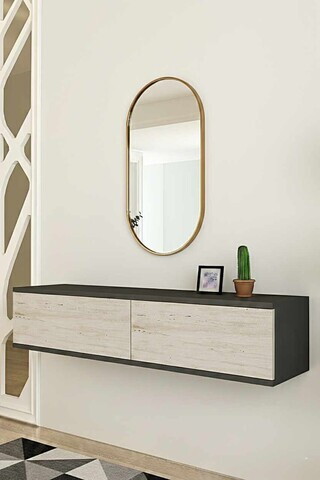 Dulap, Hanah Home, Didema, 120x25.5x30 cm, Antracit / Travertin