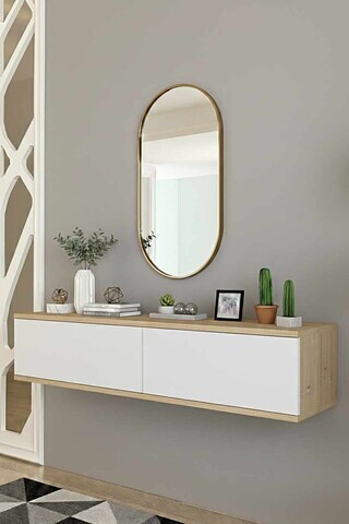 Dulap, Hanah Home, Didema, 120x25.5x30 cm, Stejar Safir / Alb