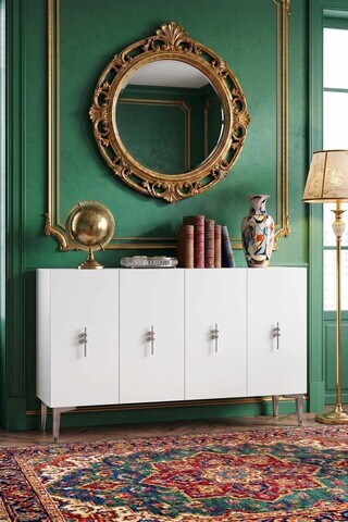 Consola, Hanah Home, Ayshe 120, 120x75x32 cm, Alb / Argintiu