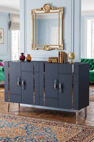 Consola, Hanah Home, Ilay 120, 120x75x32 cm, Antracit / Argintiu