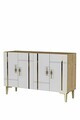 Consola, Hanah Home, Ilay 120, 120x75x32 cm, Stejar Safir / Alb / Auriu