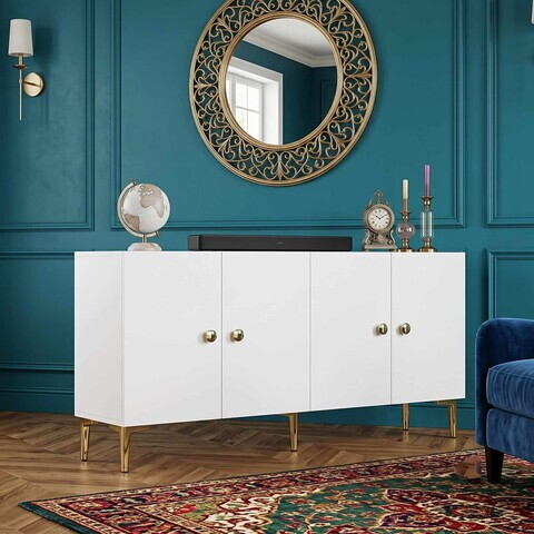 Consola, Hanah Home, Squarel 150, 150x75x32 cm, Alb