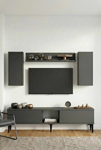 Comoda TV, Hanah Home, Didema 150, 150x40.5x30 cm, Antracit