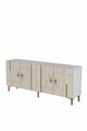 Consola, Hanah Home, Ilay 180, 180x75x32 cm, White / Travertine / Gold