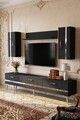 Comoda TV, Hanah Home, Ilay, 180x41x30 cm, Antracit / Argintiu