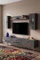 Comoda TV, Hanah Home, Ilay, 180x41x30 cm, Antracit / Argintiu