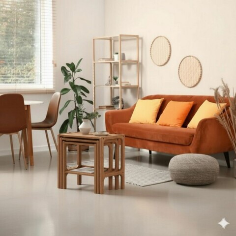 Set masute 3 piese, Hanah Home, CPT4740-50, PLACAJ CARPEN, Maro