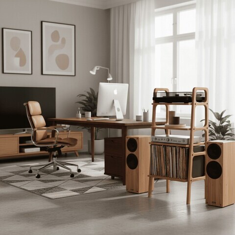 Suport pentru pick-up, Hanah Home, CPT4672-50, 50x90x40 cm, PLACAJ CARPEN, Maro