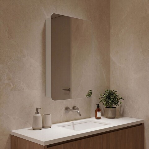 Dulap de baie cu oglindă, Hanah Home, Orbit 50, Alb