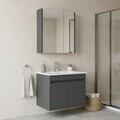 Set Dulap de Baie cu Chiuvetă și Oglindă (2 Piese), Hanah Home, Arno 65, Gri