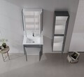 Set Dulap de Baie cu Chiuvetă și Oglindă (2 Piese), Hanah Home, Arno 65, Gri