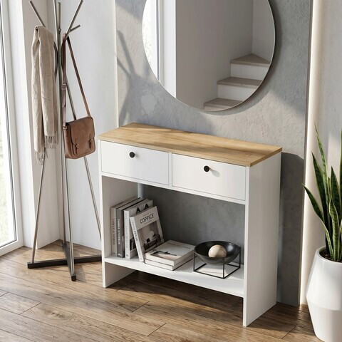 Bufet, Hanah Home, Modera, 90x81.8x29.6 cm, Stejar Safir / Alb