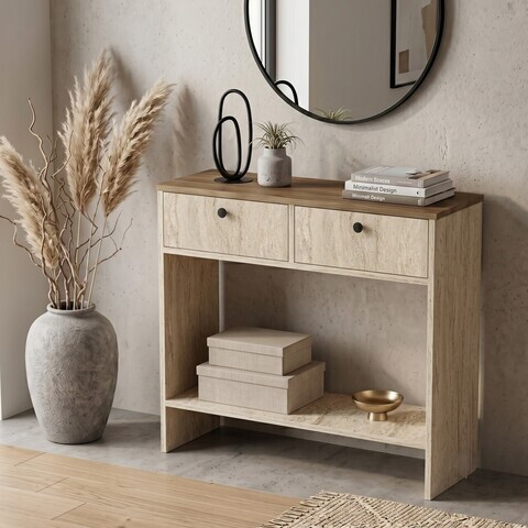 Bufet, Hanah Home, Modera, 90x81.8x29.6 cm, Travertin / Nuc Venezia