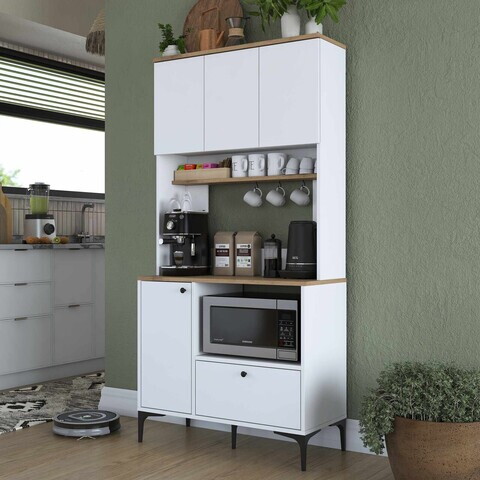 Dulap multifunctional, Hanah Home, JE202, 90.2x184.2x40 cm, Nuc/Alb
