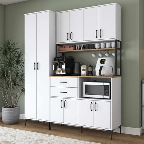 Dulap multifunctional, Hanah Home, JE261, 180x218.6x45 cm, Alb/Maro