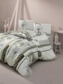 Lenjerie de pat dubla King Size, Victoria, Elif Brown, 4 piese, 100% bumbac ranforce, maro/bej