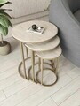 Set masute 3 piese, Hanah Home, Milas 3, Aur / Travertin