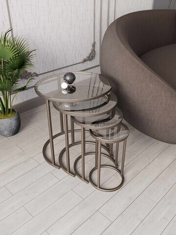 Set masute Nesting 4 piese, Hanah Home, Milas 4, Maro antichizat