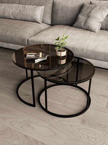 Set masute de cafea, Hanah Home, Milas 60, Negru