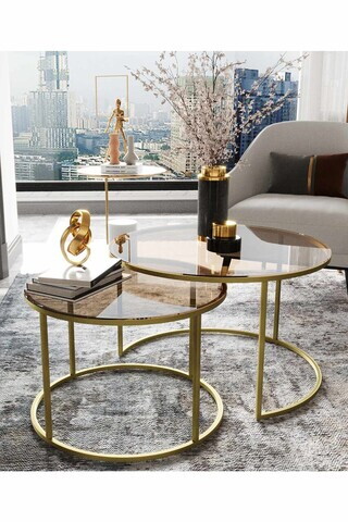 Set masute de cafea, Hanah Home, Milas 60, Auriu