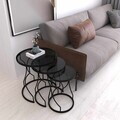 Set masute 3 piese, Hanah Home, Rüya, Negru / Fume