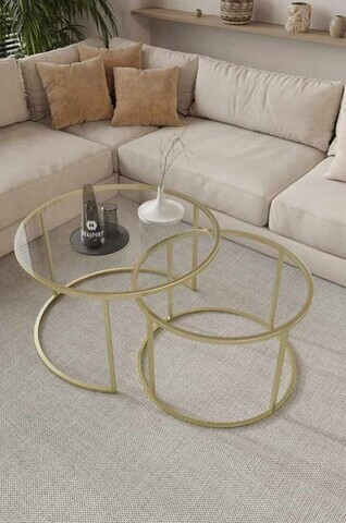 Set masute de cafea, Hanah Home, Milas, Auriu