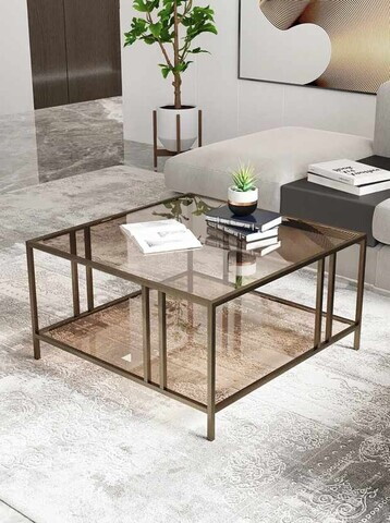 Masuta de cafea, Hanah Home, Bakü, 75x45x75 cm, Antic / Bronz