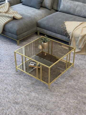 Masuta de cafea, Hanah Home, Bakü, 75x45x75 cm, Aur / Bronz