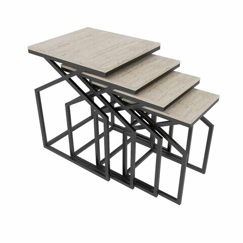 Set masute Nesting 4 piese, Hanah Home, Uygar, Negru