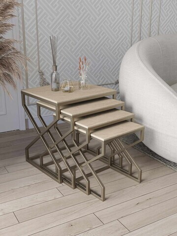 Set masute Nesting 4 piese, Hanah Home, Ela, Antic / Travertin