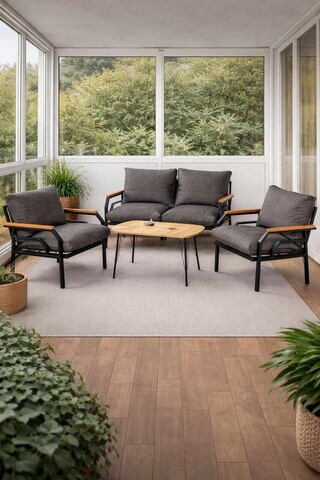 Set mobilier de gradina, Hanah Home, Alya, Gri