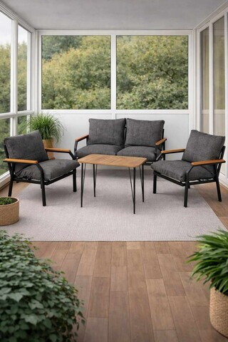 Set mobilier de gradina, Hanah Home, Duru, Gri deschis