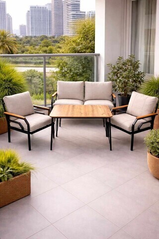Set mobilier de gradina, Hanah Home, Kutay, Crem