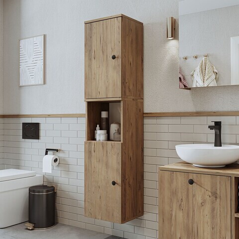 Dulap de baie, Hanah Home, 2466, 35x150x30 cm, MDF, Maro
