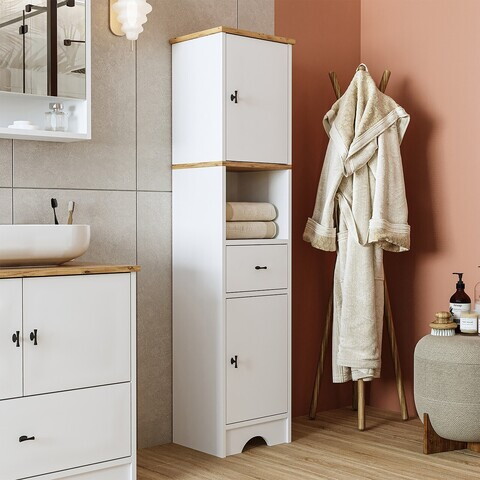Dulap de baie, Hanah Home, 2388, 37x155.6x31 cm, MDF-LAM, Alb mat