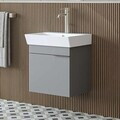 Dulap de baie cu chiuvetă, Hanah Home, Likya 49, 49x54x38.6 cm, PAL, Gri deschis