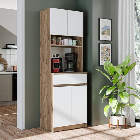 Dulap multifunctional, Hanah Home, 2738, 60x180x42 cm, PAL MELAMINAT, Pin Atlantic / Alb