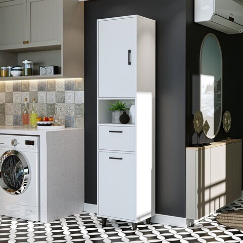 Dulap multifunctional, Hanah Home, 2524, 45x200x35 cm, PAL MELAMINAT, Alb